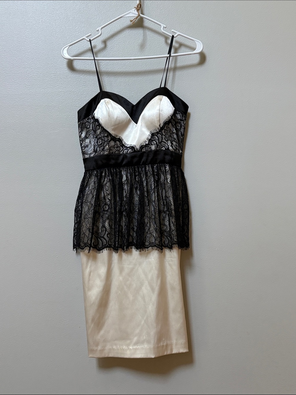 Betsy & Adam Black and White Lace Midi Dress